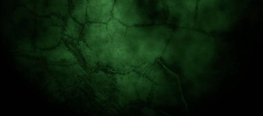 Arka plan için korkunç koyu yeşil sisli çatlak duvar