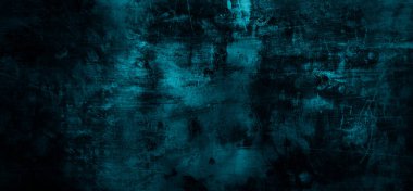 Mavi duvar arka planı. Koyu mavi duvarlar korkutucu. Çizilmiş mavi çimento