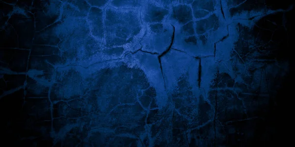 Strašidelná Tmavě Modrá Prasklá Stěna Pro Pozadí — Stock fotografie
