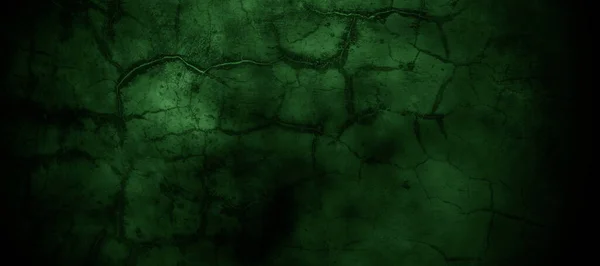 Strašidelná Tmavě Zelená Mlhavé Prasklá Stěna Pro Pozadí — Stock fotografie