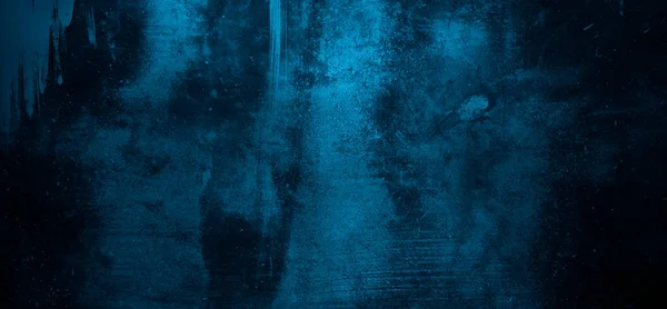 Blauer Wandhintergrund Die Dunkelblauen Wände Sind Beängstigend Blauer Zement Zerkratzt — Stockfoto