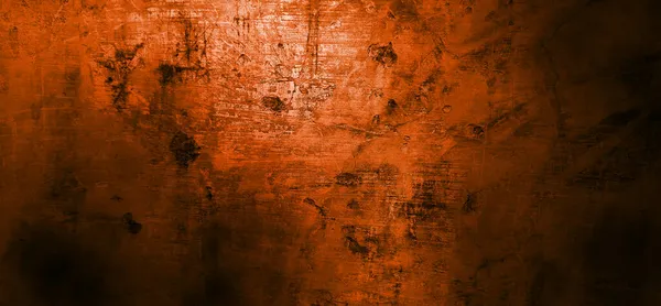Narancs Fal Sötét Árnyékokkal Sötét Narancs Cement Háttérben — Stock Fotó