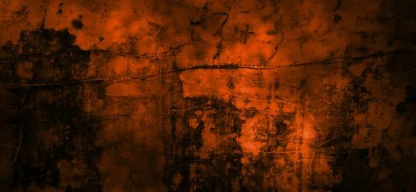 暗影的橙色墙 底色为深橙色水泥 — 图库照片