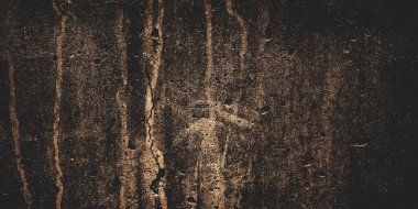 Arka plan için koyu çimento. Lekeler ve çiziklerle dolu eski püskü duvarlar..