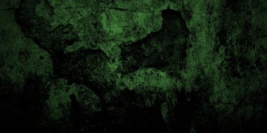 Koyu yeşil eski püskü duvarlar. Korkunç çimento dokusu.