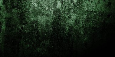 Koyu yeşil eski püskü duvarlar. Korkunç çimento dokusu.