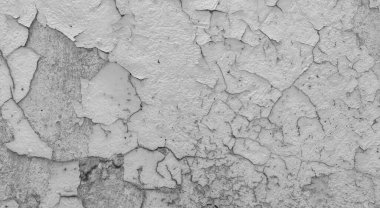 Gri beton duvar dokusu, beyaz alçılı duvar dokusu veya arka plan, dağınık sokak duvarı.