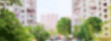 Bulanık montaj şehir binası geçmişi. Odaklanmamış resim