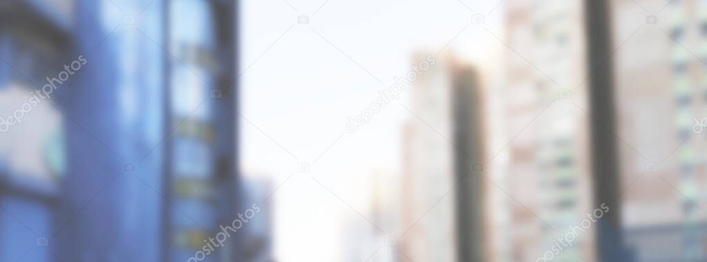 blurred montage urban building background. Defocused image