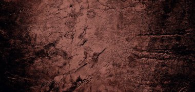 Korkunç karanlık duvar, arka plan için kirli çimento dokusu, çiziklerle dolu bir duvar.