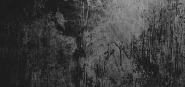 Duvar çiziklerle dolu. Arka plan için kirli çimento dokusu, korkutucu koyu duvar. Kara duvar.