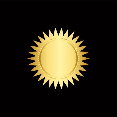 Yuvarlak altın rozet, siyah arka planda izole edilmiş, altın mühür, zarif afiş damgası, vektör illüstrasyon sertifikası altın folyo mühür veya izole edilmiş madalya..