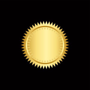 Yuvarlak altın rozet, siyah arka planda izole edilmiş, altın mühür, zarif afiş damgası, vektör illüstrasyon sertifikası altın folyo mühür veya izole edilmiş madalya..
