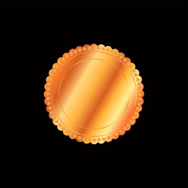 Yuvarlak altın rozet, siyah arka planda izole edilmiş, altın mühür, zarif afiş damgası, vektör illüstrasyon sertifikası altın folyo mühür veya izole edilmiş madalya..