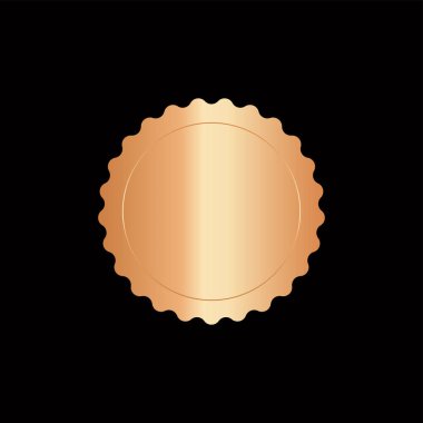 Yuvarlak altın rozet, siyah arka planda izole edilmiş, altın mühür, zarif afiş damgası, vektör illüstrasyon sertifikası altın folyo mühür veya izole edilmiş madalya..