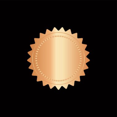Yuvarlak altın rozet, siyah arka planda izole edilmiş, altın mühür, zarif afiş damgası, vektör illüstrasyon sertifikası altın folyo mühür veya izole edilmiş madalya..