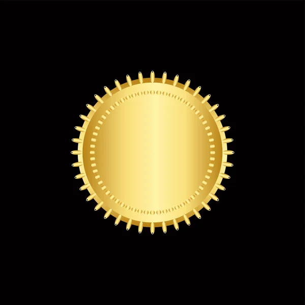 Круглий Золотий Бейдж Ізольований Чорному Тлі Печатка Штампа Золота Розкішна — стоковий вектор
