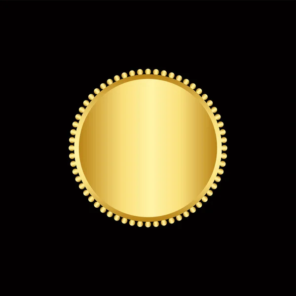 Kulatý Zlatý Odznak Izolované Černém Pozadí Pečeť Razítko Zlato Luxusní — Stockový vektor