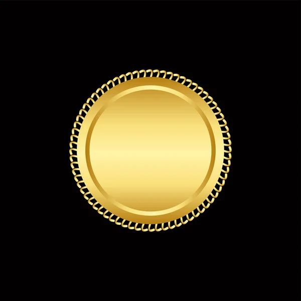 Emblema Dourado Redondo Isolado Fundo Preto Selo Selo Ouro Luxo — Vetor de Stock