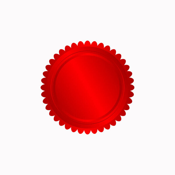 Round red badge isolated on a white background, seal stamp red luxury elegant banner con, Vector illustration certificate red foil seal or medal isolated.