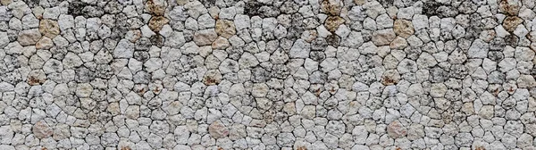 Panoramic Pebbles Stone Background Old Brick Wall Stone —  Fotos de Stock