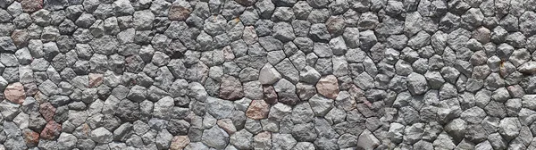 Panoramic Pebbles Stone Background Old Brick Wall Stone — 스톡 사진