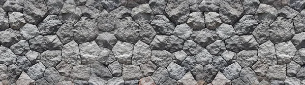 Panoramic Pebbles Stone Background Old Brick Wall Stone — 스톡 사진
