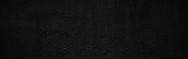 全景恐怖黑暗墙 略轻黑色混凝土背景水泥纹理 — 图库照片
