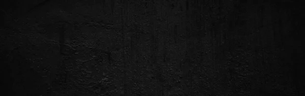 Panoramic Scary Dark Walls Slightly Light Black Concrete Cement Texture — Stock Photo, Image