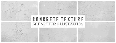 Kirli çimento Grunge doku taşıyıcı seti. Somut duvar arkaplan vektörü illüstrasyonu