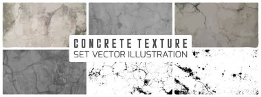 Kirli çimento Grunge doku taşıyıcı seti. Somut duvar arkaplan vektörü illüstrasyonu