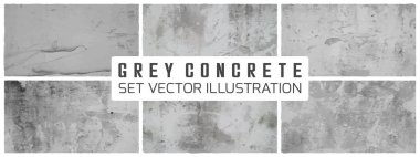 Kirli çimento Grunge doku taşıyıcı seti. Somut duvar arkaplan vektörü illüstrasyonu