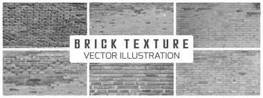 Vektör tuğla duvar. gri tuğla doku koleksiyonu