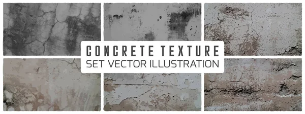 Kirli çimento Grunge doku taşıyıcı seti. Somut duvar arkaplan vektörü illüstrasyonu