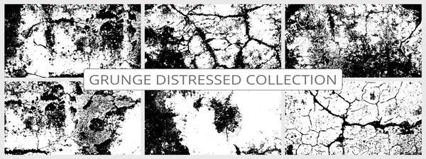 White Distressed Texture Overlay Vector Collection Rough Grunge Texture Background — Stockvektor