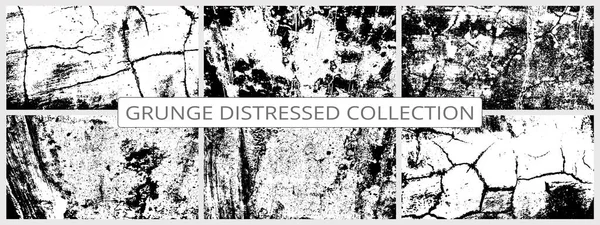 White Distressed Texture Overlay Vector Collection Rough Grunge Texture Background — Stock Vector