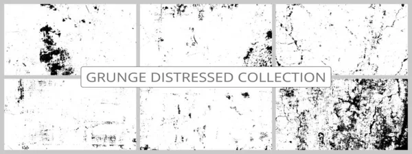 White Distressed Texture Overlay Vector Collection Rough Grunge Texture Background — Stockvektor