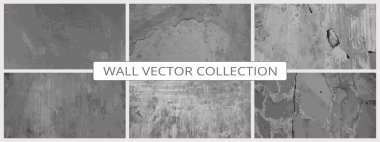 Grunge çimento dokusu vektör kolleksiyonunu oluşturur. Somut duvar arkaplan vektörü illüstrasyonu