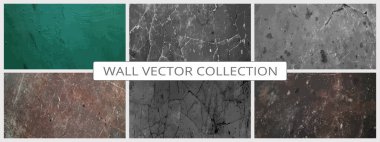 Grunge çimento dokusu vektör kolleksiyonunu oluşturur. Somut duvar arkaplan vektörü illüstrasyonu