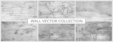 Grunge çimento dokusu vektör kolleksiyonunu oluşturur. Somut duvar arkaplan vektörü illüstrasyonu
