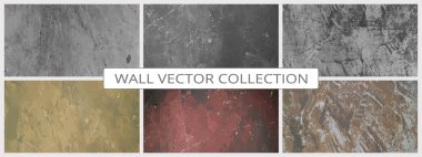 Grunge çimento dokusu vektör kolleksiyonunu oluşturur. Somut duvar arkaplan vektörü illüstrasyonu