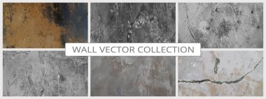 Grunge çimento dokusu vektör kolleksiyonunu oluşturur. Somut duvar arkaplan vektörü illüstrasyonu