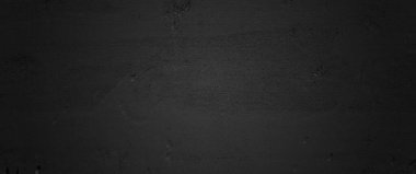 Siyah duvar, koyu grunge, panoramik arka plan için siyah beton. Tasarım için koyu çimento arkaplanı boş