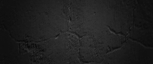 Black Wall Dark Grunge Black Concrete Panoramic Background Dark Cement — Stock fotografie