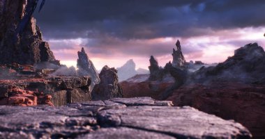 Kayaların gizemli karanlık dünyası. Sinema manzarası. 3d hazırlayıcı