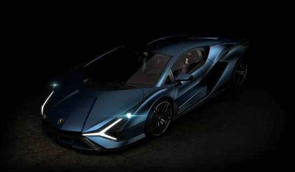 Almaty Kazahsztán Jan 2022 Lamborghini Sian Fkp Sportautó Sötét Háttérrel — Stock Fotó