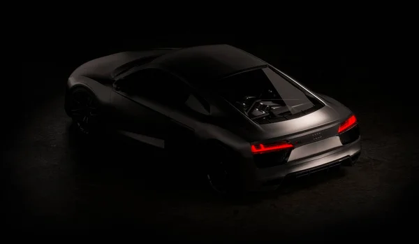 アルマティ カザフスタン 1月15 2022 暗い背景に新しいアウディR8 V10プラス高級スーパーカー 3Dレンダリング — ストック写真