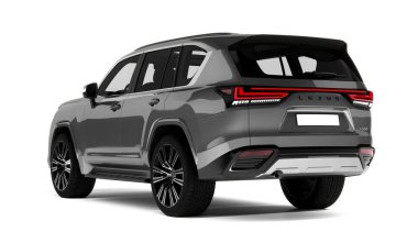 Almaty, Kazakistan - 20 Mayıs 2022 Lexus LX 600, beyaz arka planda yepyeni lüks bir SUV 2022. İzole edilmiş. 3d hazırlayıcı