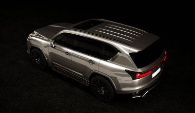 Almaty, Kazakistan - 20 Mayıs 2022 Lexus LX 600, koyu arka planda yepyeni bir lüks SUV 2022. 3d hazırlayıcı