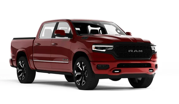 Almaty, Kazakistan-Haziran 2022: Dodge RAM 1500 kamyonu koyu arkaplanda. 3d hazırlayıcı